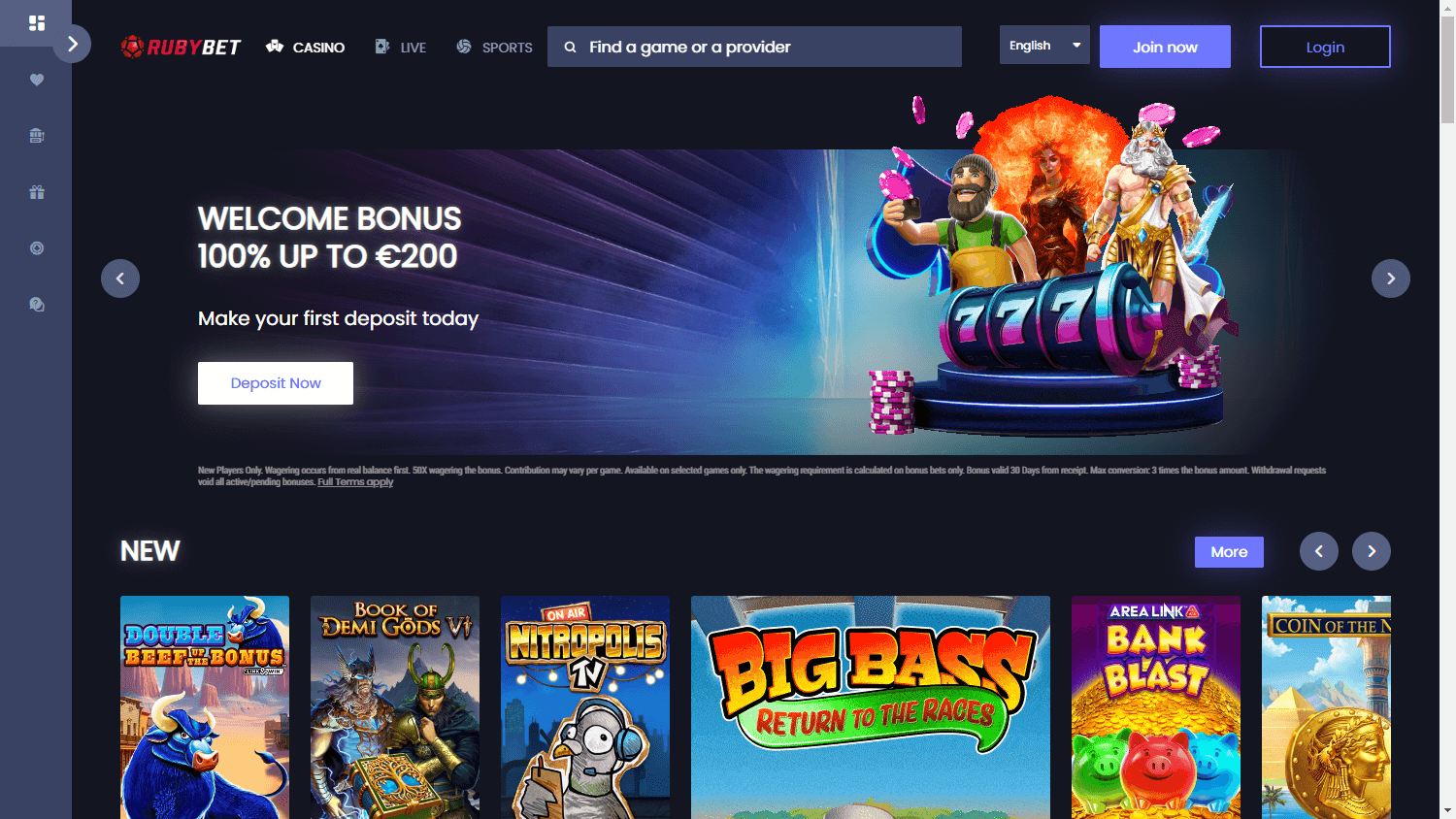 Ruby Bet Casino Desktop screenshot