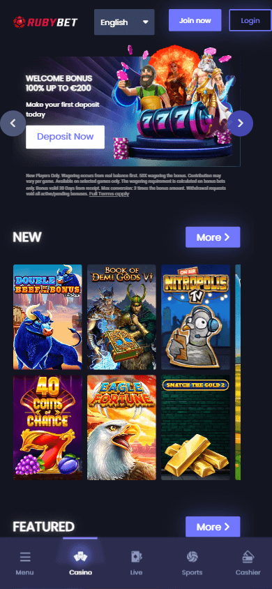 Ruby Bet Casino Mobile screenshot